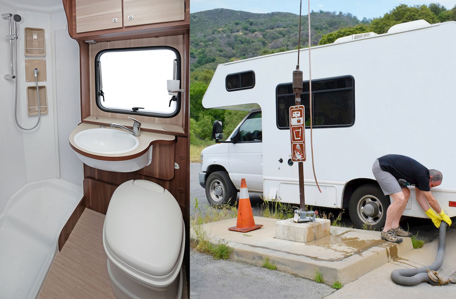 Portable RV/camper toilet and holding tank setup in Colleyville, Texas