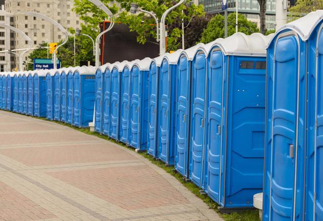 Seasonal porta potty units set up at a Colleyville, Texas venue