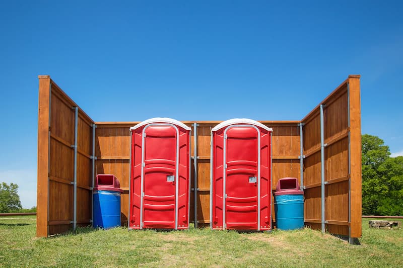 Short-term porta potty units staged for delivery in Colleyville, Texas